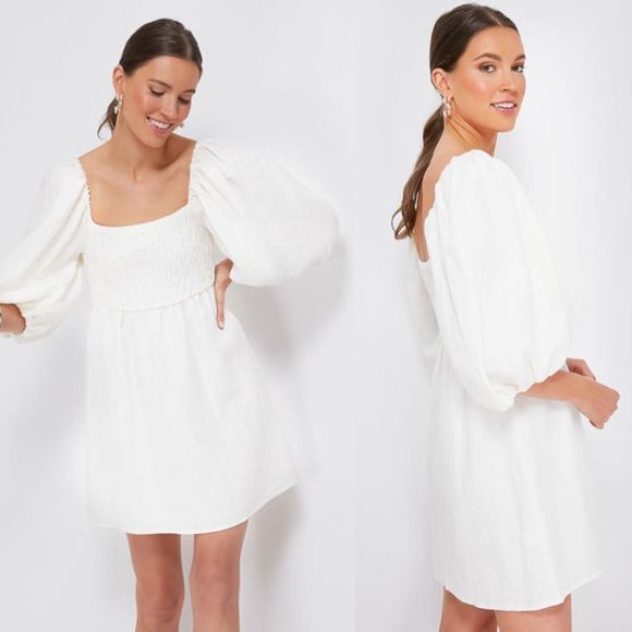Tuckernuck Cream Puff Sleeve Mini Dress - Picture 1 of 8